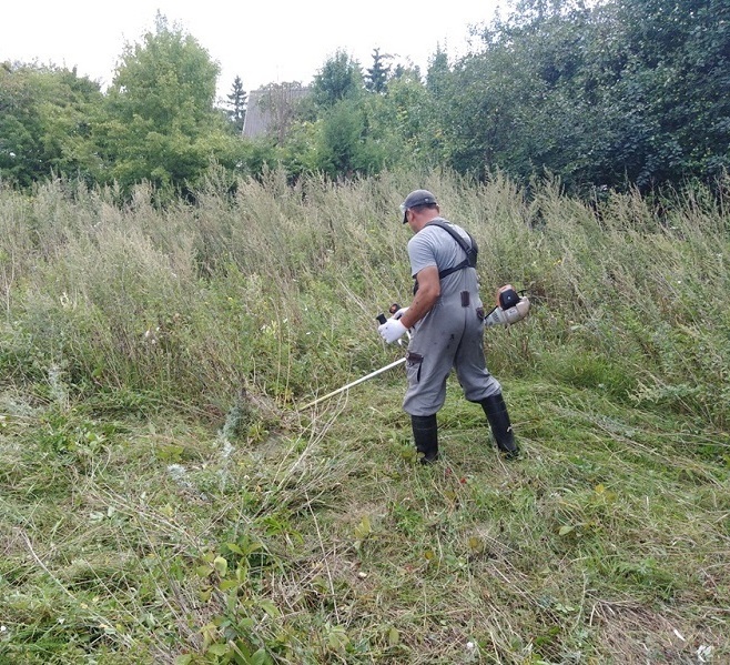 Покос травы в Новокуйбышевске. Расчистка участков от деревьев, кустарников и поросли.